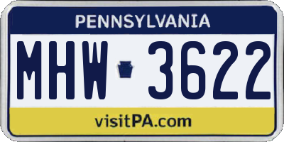 PA license plate MHW3622
