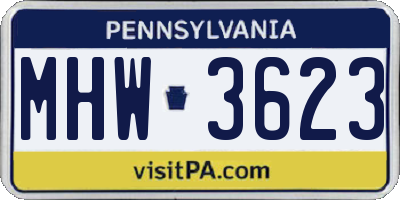 PA license plate MHW3623