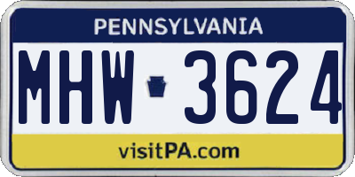 PA license plate MHW3624