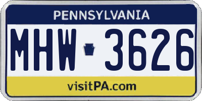 PA license plate MHW3626