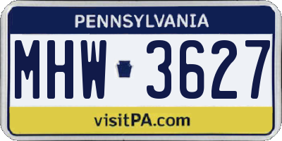 PA license plate MHW3627