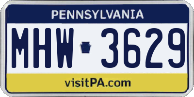 PA license plate MHW3629