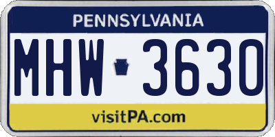 PA license plate MHW3630