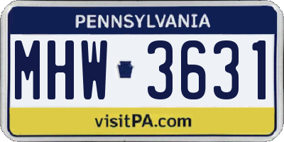 PA license plate MHW3631