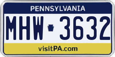 PA license plate MHW3632
