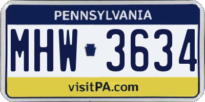 PA license plate MHW3634