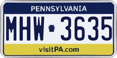 PA license plate MHW3635
