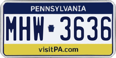 PA license plate MHW3636