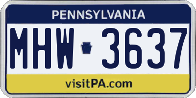 PA license plate MHW3637