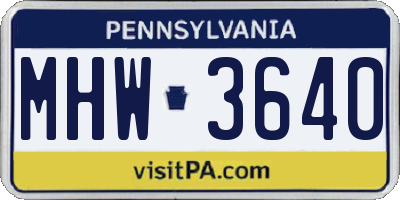 PA license plate MHW3640