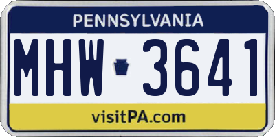 PA license plate MHW3641