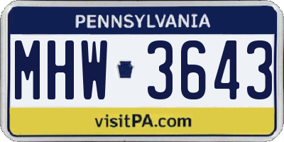 PA license plate MHW3643