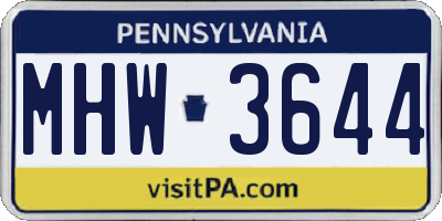 PA license plate MHW3644
