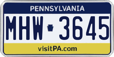 PA license plate MHW3645