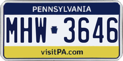 PA license plate MHW3646