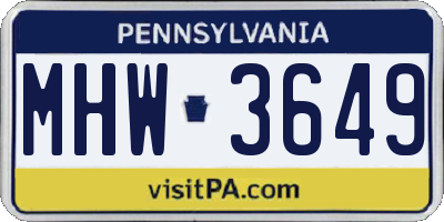 PA license plate MHW3649