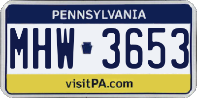 PA license plate MHW3653