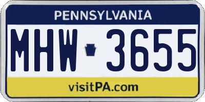 PA license plate MHW3655