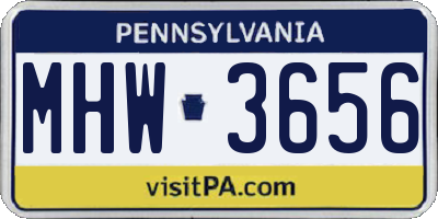 PA license plate MHW3656
