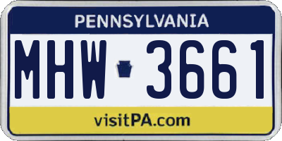 PA license plate MHW3661