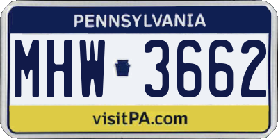 PA license plate MHW3662