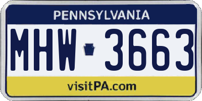 PA license plate MHW3663