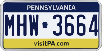 PA license plate MHW3664