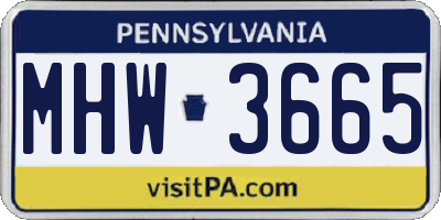 PA license plate MHW3665