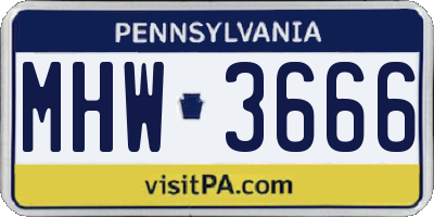 PA license plate MHW3666