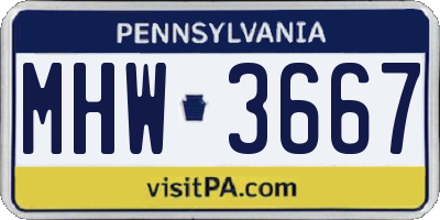 PA license plate MHW3667