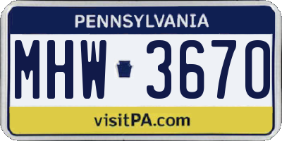 PA license plate MHW3670