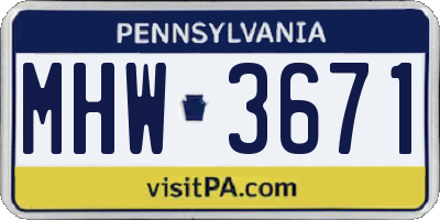 PA license plate MHW3671