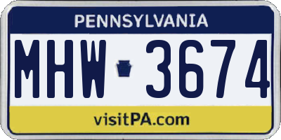 PA license plate MHW3674