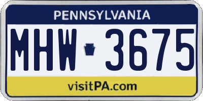 PA license plate MHW3675