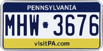 PA license plate MHW3676
