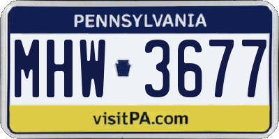 PA license plate MHW3677