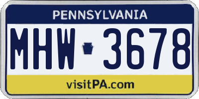 PA license plate MHW3678