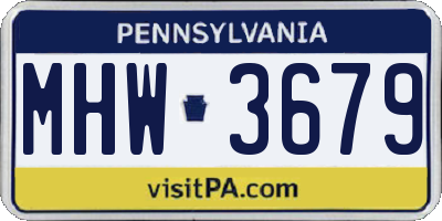 PA license plate MHW3679