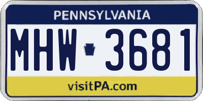PA license plate MHW3681