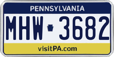 PA license plate MHW3682