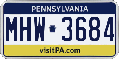 PA license plate MHW3684