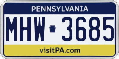 PA license plate MHW3685