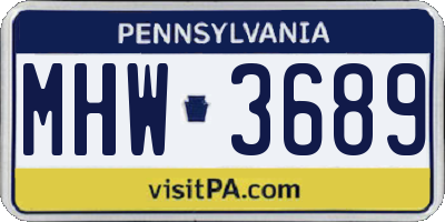 PA license plate MHW3689