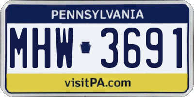PA license plate MHW3691