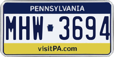 PA license plate MHW3694