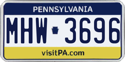 PA license plate MHW3696