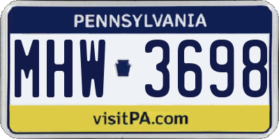PA license plate MHW3698