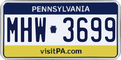 PA license plate MHW3699
