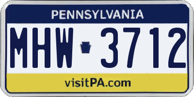 PA license plate MHW3712