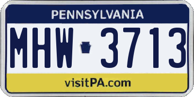 PA license plate MHW3713